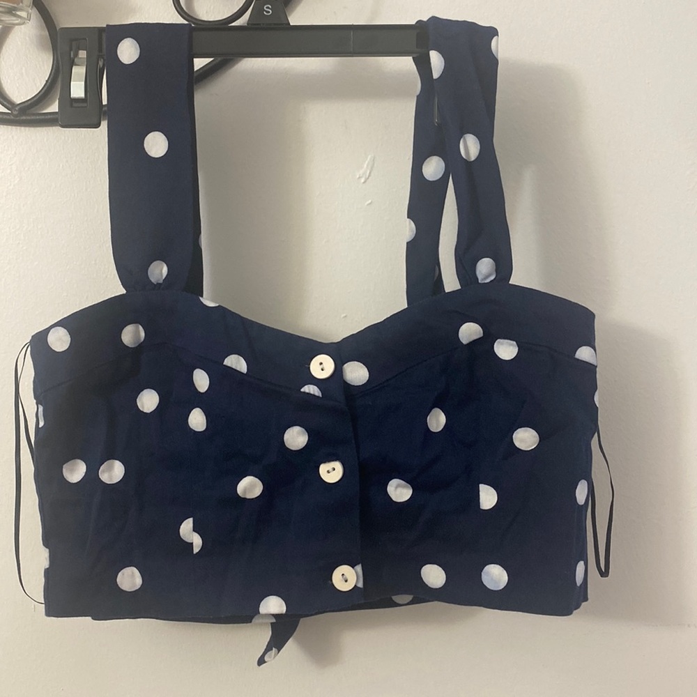 Polka dot button front top